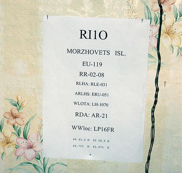 Табличка позывного RI1O с референциями острова