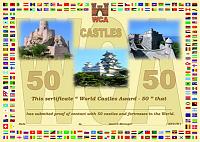 Внешний вид диплома WCA (WORLD CASTLES AWARD) КРЕПОСТИ МИРА