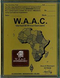Внешний вид диплома W.A.A.C. (WORKED ALL AFRICAN CONTINENT)