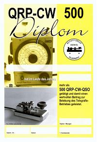 Внешний вид диплома QRP-CW-500 (QRP CW 500 DIPLOM)