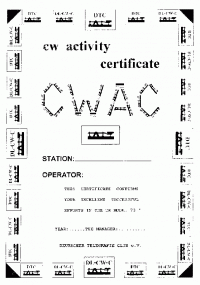 Внешний вид диплома CWAC (CW ACTIVITY CERTIFICATE)