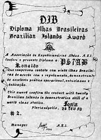 Внешний вид диплома DIB - DIPLOMA DOS ILHEOS BRASILHEROS (BRAZILIAN ISLANDS) AWARD