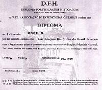 Внешний вид диплома DFH (DIPLOMA FORTIFICACOESHISTORICAS - HISTORICAL FORTIFICATIONS AWARD)