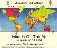 Внешний вид диплома IOTA (ISLANDS ON THE AIR) AWARD