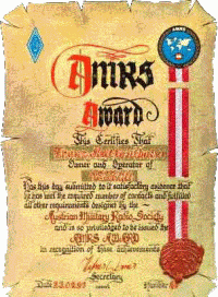 Внешний вид диплома AMRS (AUSTRIAN MILITARY RADIO SOCIETY AWARD)