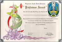 Внешний вид диплома PA (PAHLAWAN AWARD) SWL-PA