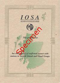 Внешний вид диплома IOSA (ISLANDS OF SCOTLAND AWARD)