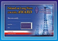 Внешний вид диплома POLAND 136 KHZ AWARD