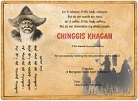 Внешний вид диплома ЧИНГИЗ-ХАН (CHINGGIS KHAGAN )