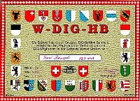 Внешний вид диплома W-DIG-HB (WORKED DIG MEMBERS IN SWITZERLAND)