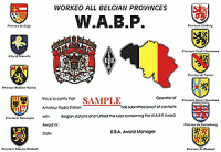 Внешний вид диплома WABP (WORKED ALL BELGIAN PROVINCES)