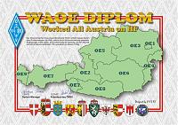 Внешний вид диплома WAOE HF (WORKED ALL AUSTRIA)