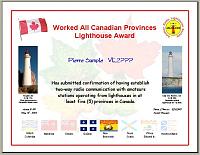 Внешний вид диплома WORKED ALL CANADIAN PROVINCES LIGHTHOUSE AWARD