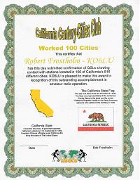 Фотография диплома CALIFORNIA CENTURY CITIES CLUB