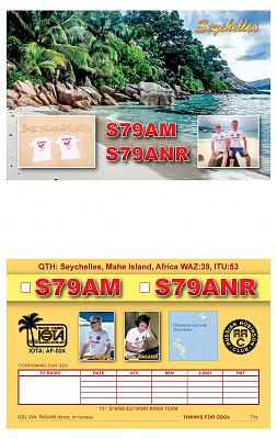 Кстати, рассылка QSL организована через TAG QSL бюро всем, кто провел QSO с S79AM&S79ANR за ВСЕ связ...