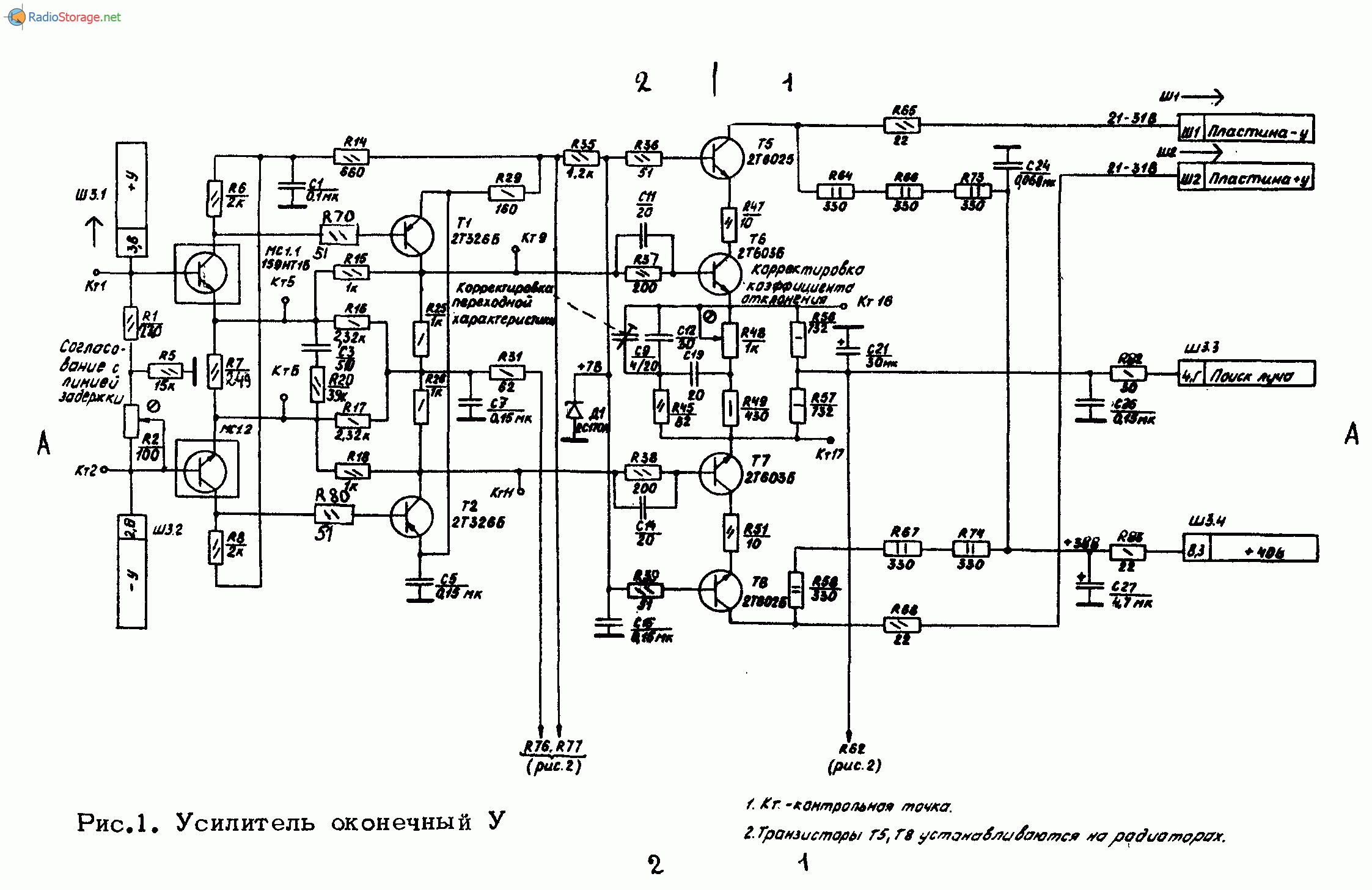 Осциллограф С1-102, схема