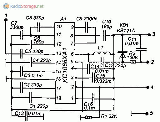 Принципиальная схема УКВ приемника на микросхеме KC1066XA1