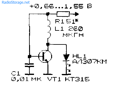 Преобразователь напряжения для светодиода на одном транзисторе КТ315