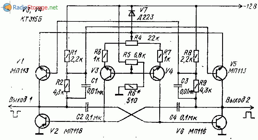 Транзисторный генератор прямоугольных импульсов с перестройкой
