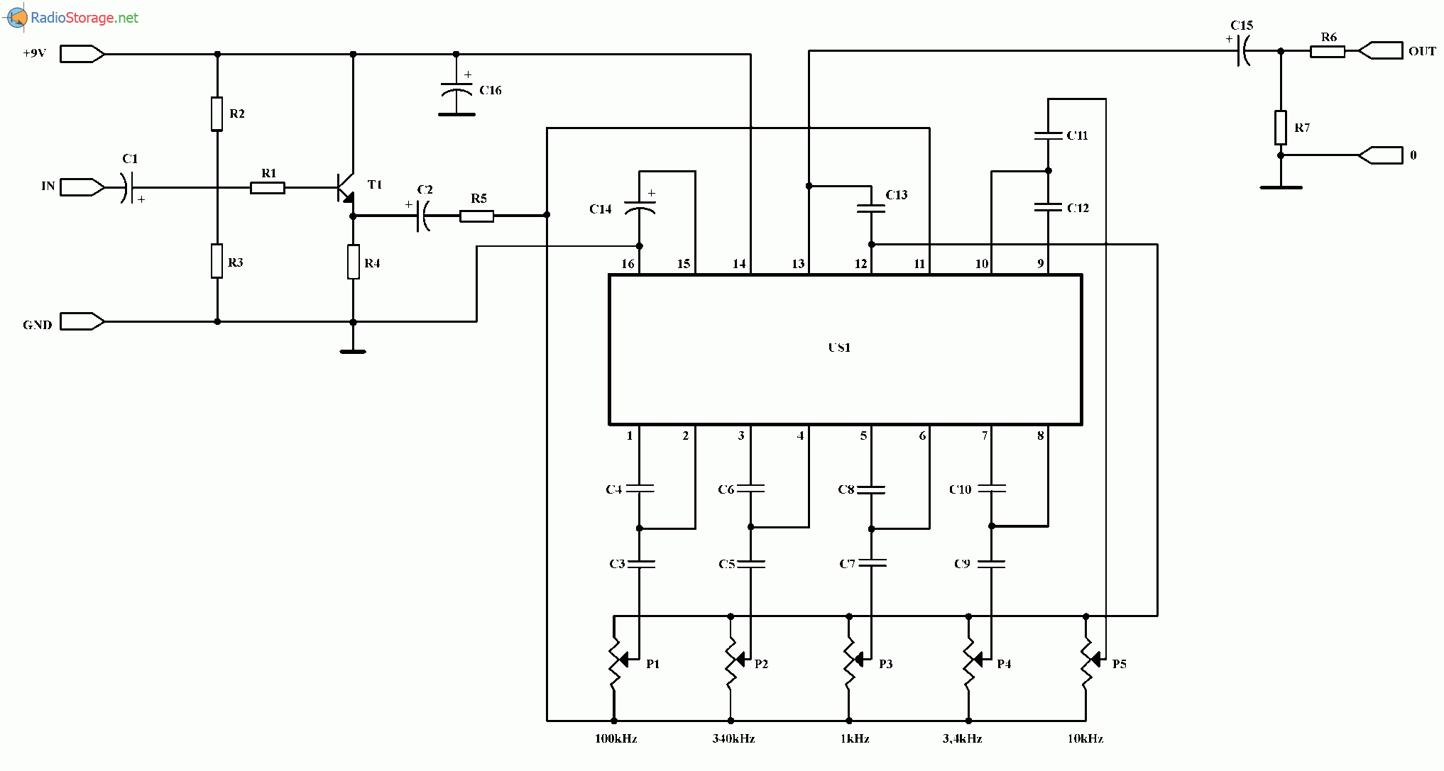 Пятиполосный графический эквалайзер на микросхеме LA3600, схема