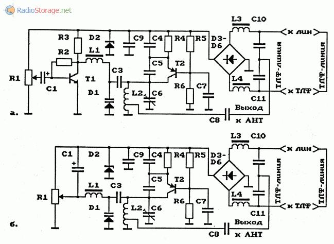 Схемы телефонных ЧМ-ретрансляторов на биполярных транзисторах
