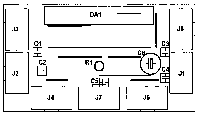 Расположение элементов на плате для усилителя на микросхеме TDA8567