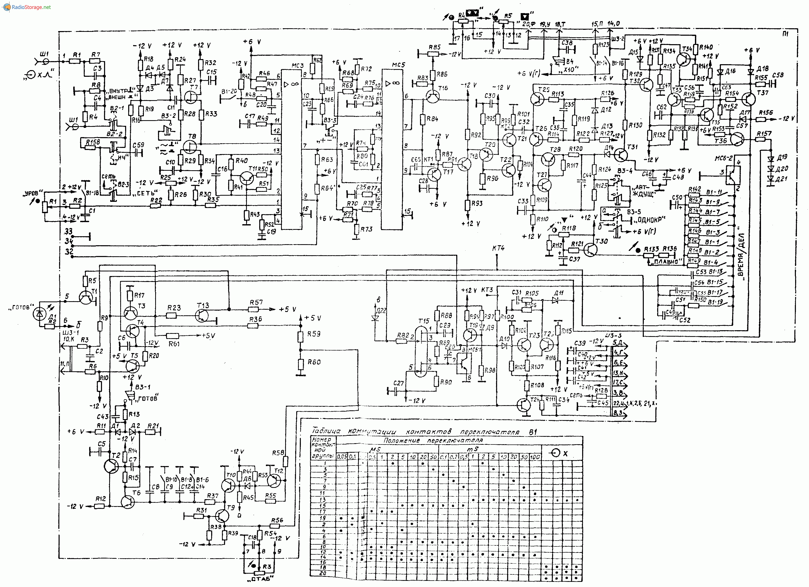 Осциллограф С1-114, схема