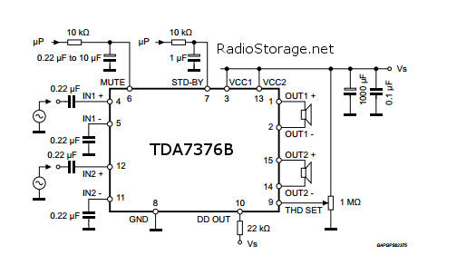 TDA7376B принципиальная схема