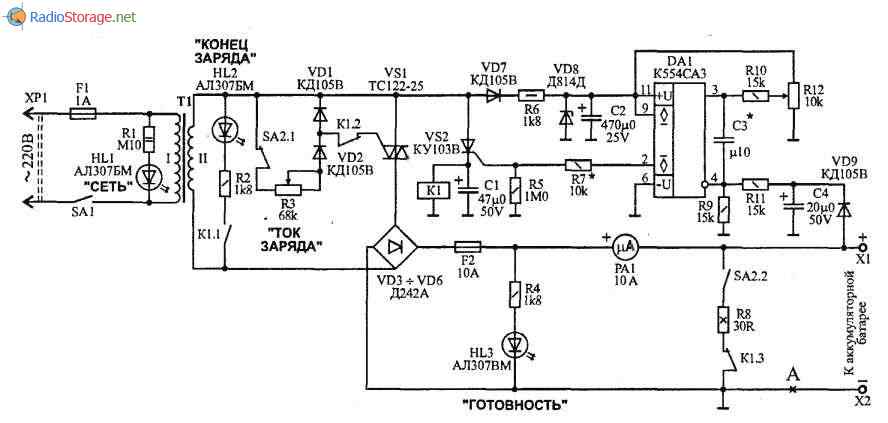 Автоматическое зарядное устройство + режим десульфатации для аккумулятора, схема