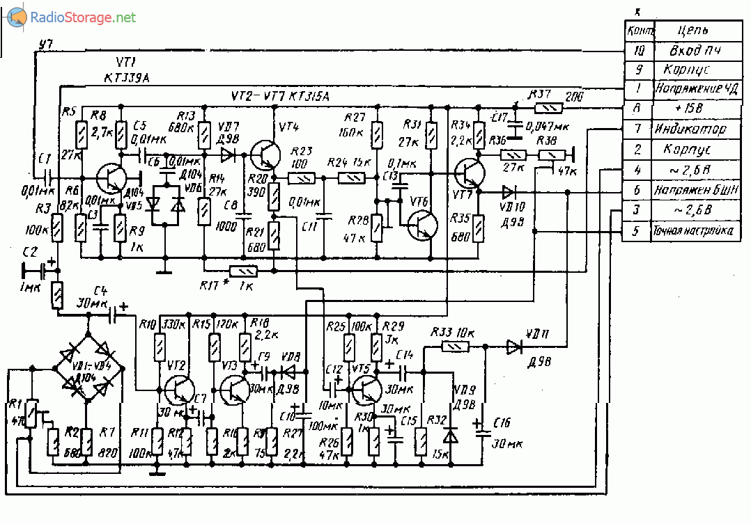 Такт-001 стерео (тюнер, магнитофон, усилитель), схема