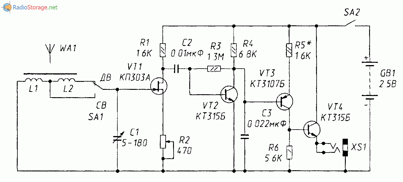 КВ приемник-регенератор на полевом транзисторе КП303