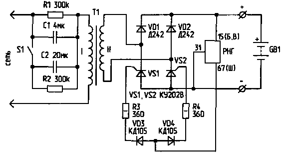 Схемы зарядных устройств и выпрямителей для аккумуляторов