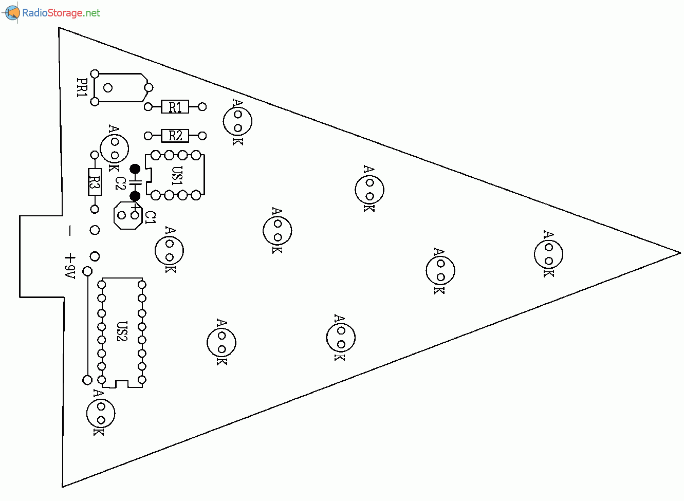 Мигающая праздничная елочка на микросхеме NE555 (ULY7855), схема
