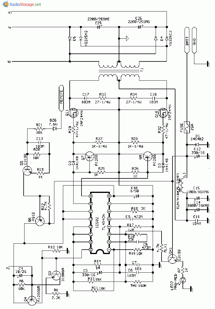 Схема автомобильного усилителя LADA AL-100 (блок питания, часть 3)